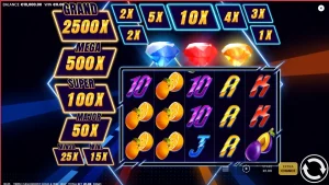 Tampilan visual neon futuristik dari slot Triple Cash Boost